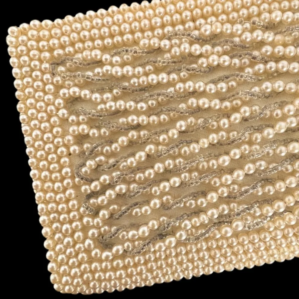 Vintage Ivory & Silver Beaded Evening Clutch or Wallet
